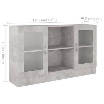 Vitrinenschrank Betongrau 120x30,5x70 cm Holzwerkstoff