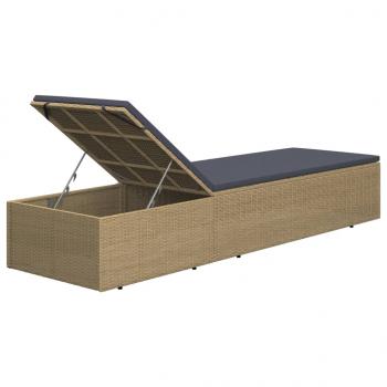 Sonnenliege Poly Rattan Braun und Dunkelgrau