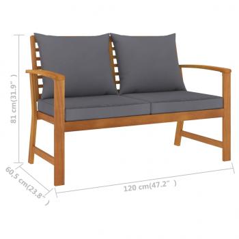 3-tlg. Garten-Lounge-Set mit Auflagen Massivholz Akazie