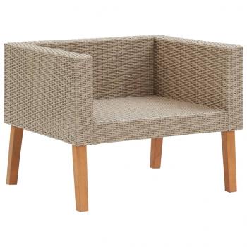 5-tlg. Garten-Lounge-Set mit Auflagen Poly Rattan Beige