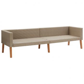 2-tlg. Garten-Lounge-Set mit Auflagen Poly Rattan Beige