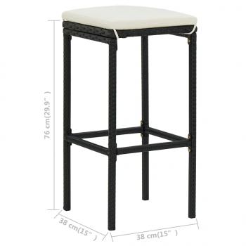 Barhocker mit Kissen 6 Stk. Schwarz Poly Rattan