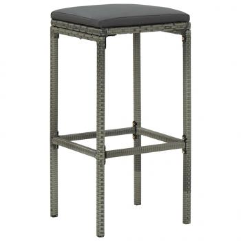 Barhocker mit Kissen 6 Stk. Grau Poly Rattan