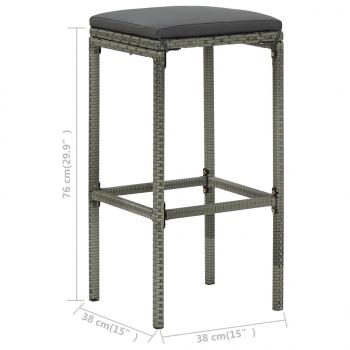 Barhocker mit Kissen 6 Stk. Grau Poly Rattan