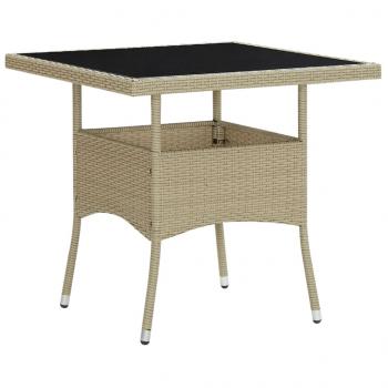 ARDEBO.de - Garten-Esstisch Beige Poly Rattan und Glas