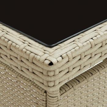 Garten-Esstisch Beige Poly Rattan und Glas