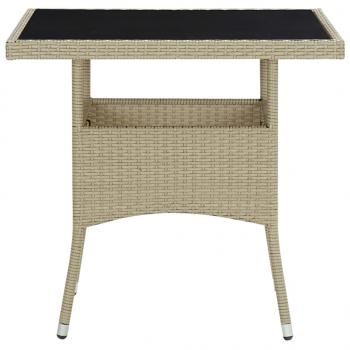 Garten-Esstisch Beige Poly Rattan und Glas