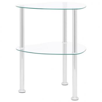 ARDEBO.de - Beistelltisch mit 2 Ablagen Transparent 38x38x50 cm Hartglas