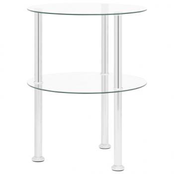 ARDEBO.de - Beistelltisch mit 2 Ablagen Transparent 38 cm Hartglas