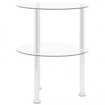 Beistelltisch mit 2 Ablagen Transparent 38 cm Hartglas