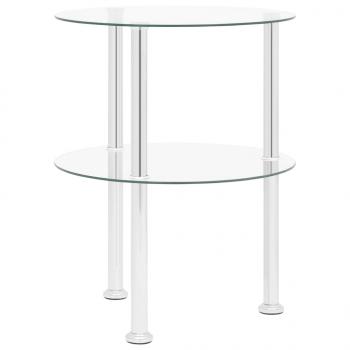 Beistelltisch mit 2 Ablagen Transparent 38 cm Hartglas