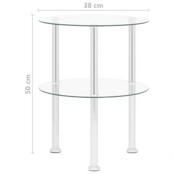 Beistelltisch mit 2 Ablagen Transparent 38 cm Hartglas