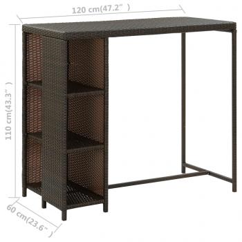 Bartisch mit Regal Braun 120x60x110 cm Poly Rattan  