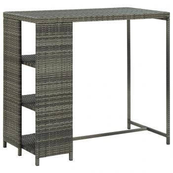 Bartisch mit Regal Grau 120x60x110 cm Poly Rattan  