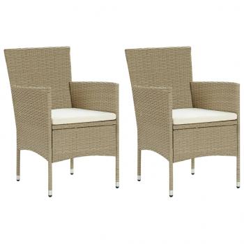 ARDEBO.de - Garten-Essstühle 2 Stk. Poly Rattan Beige