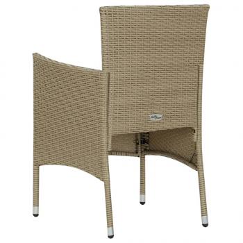 Garten-Essstühle 2 Stk. Poly Rattan Beige