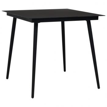 ARDEBO.de - Garten-Esstisch Schwarz 80x80x74 cm Stahl und Glas