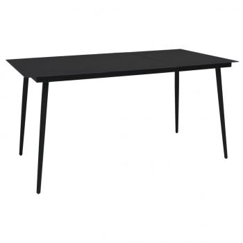 ARDEBO.de - Garten-Esstisch Schwarz 150x80x74 cm Stahl und Glas