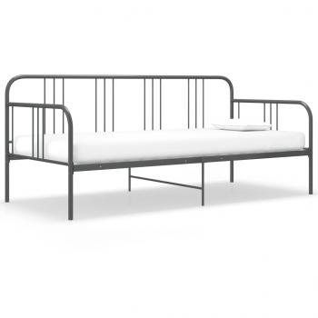 ARDEBO.de - Schlafsofa Bettgestell Grau Metall 90x200 cm