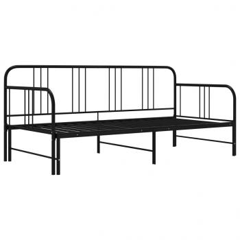 Tagesbett Ausziehbar Schwarz Metall 90x200 cm