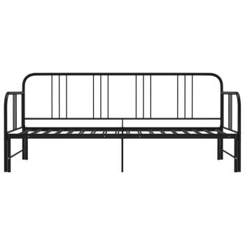 Tagesbett Ausziehbar Schwarz Metall 90x200 cm