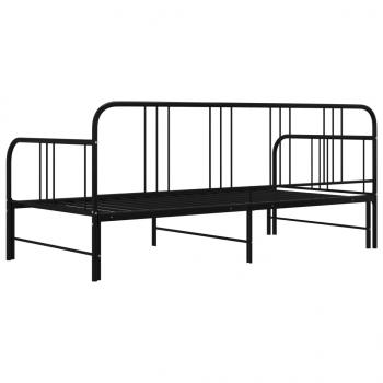 Tagesbett Ausziehbar Schwarz Metall 90x200 cm