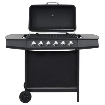 ARDEBO.de - Gasgrill mit 6 Flammen Stahl Schwarz