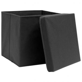 Aufbewahrungsboxen mit Deckeln 10 Stk. 28x28x28 cm Schwarz