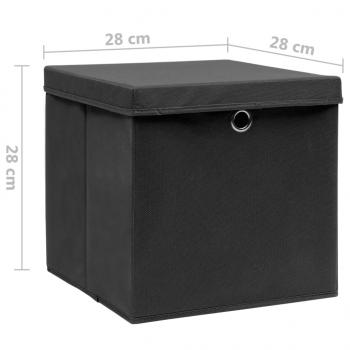 Aufbewahrungsboxen mit Deckeln 10 Stk. 28x28x28 cm Schwarz