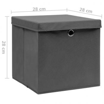 Aufbewahrungsboxen mit Deckeln 10 Stk. 28x28x28 cm Grau