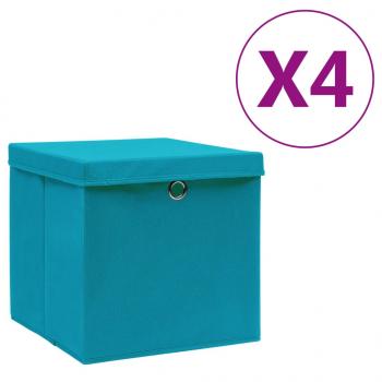 ARDEBO.de - Aufbewahrungsboxen mit Deckeln 4 Stk. 28x28x28 cm Babyblau