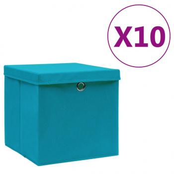 ARDEBO.de - Aufbewahrungsboxen mit Deckeln 10 Stk. 28x28x28 cm Babyblau