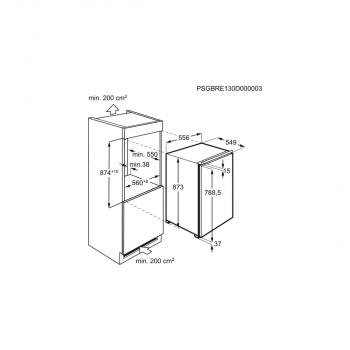 AEG SFS688FCAF Einbaukühlschrank, Nischenhöhe: 88cm, 118L, Festtürtechnik, Optispace, Frostmatic, LED-Display