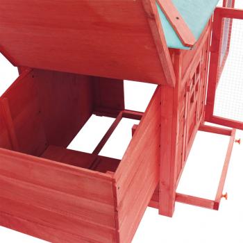 Hühnerstall mit Hühnernest Rot 190x72x102 cm Tanne Massivholz 