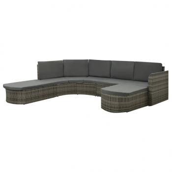 ARDEBO.de - 4-tlg. Garten-Lounge-Set mit Auflagen Poly Rattan Grau