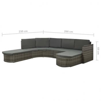 4-tlg. Garten-Lounge-Set mit Auflagen Poly Rattan Grau