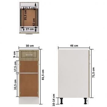 Schubunterschrank Sonoma-Eiche 30x46x81,5 cm Holzwerkstoff