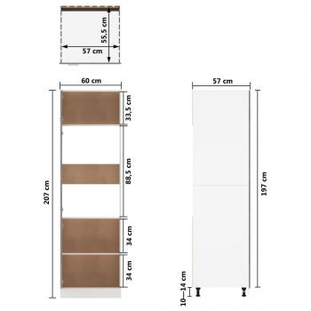 Kühlumbauschrank Betongrau 60x57x207 cm Holzwerkstoff