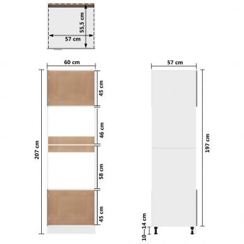 Mikrowellenumbauschrank Hochglanz-Weiß 60x57x207 cm