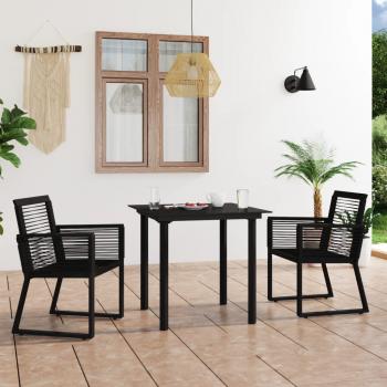 ARDEBO.de - 3-tlg. Garten-Essgruppe PVC Rattan Schwarz