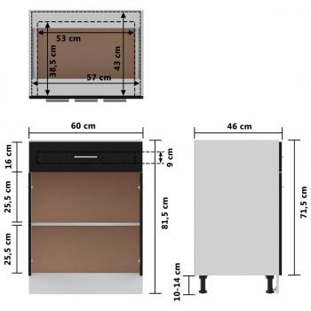 Schubunterschrank Schwarz 60x46x81,5 cm Holzwerkstoff