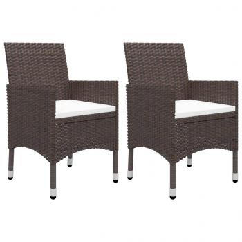 3-tlg. Garten-Essgruppe Braun Poly Rattan und Glas