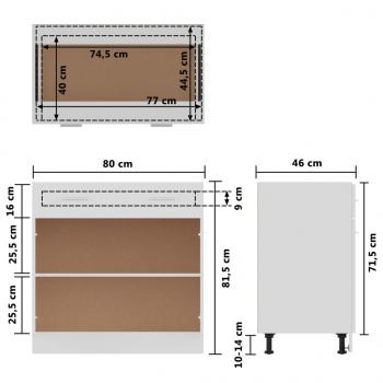 Schubunterschrank Weiß 80x46x81,5 cm Holzwerkstoff