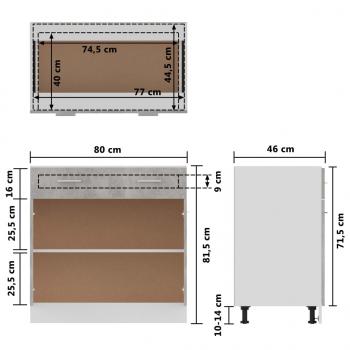 Schubunterschrank Betongrau 80x46x81,5 cm Holzwerkstoff