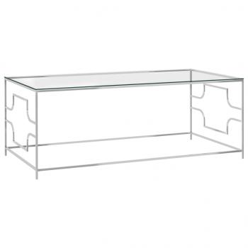 ARDEBO.de - Couchtisch Silbern 120x60x45 cm Edelstahl und Glas