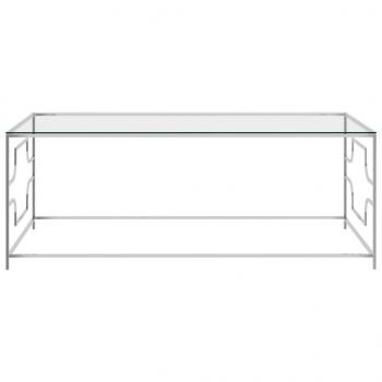 Couchtisch Silbern 120x60x45 cm Edelstahl und Glas