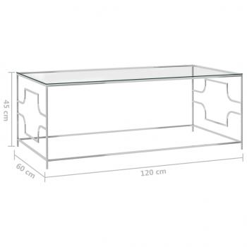 Couchtisch Silbern 120x60x45 cm Edelstahl und Glas