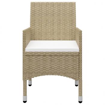 3-tlg. Garten-Essgruppe Beige Poly Rattan und Glas