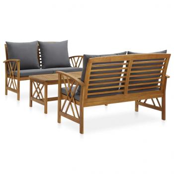 ARDEBO.de - 3-tlg. Garten-Lounge-Set mit Auflagen Massivholz Akazie