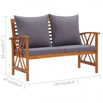 3-tlg. Garten-Lounge-Set mit Auflagen Massivholz Akazie